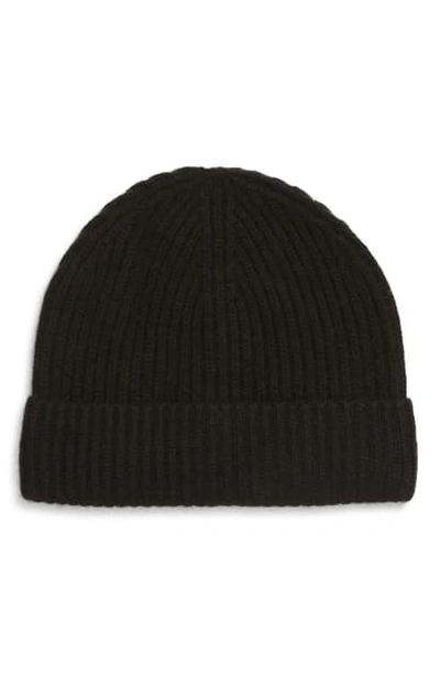 Andrew Stewart Cashmere Ribbed Beanie In Black