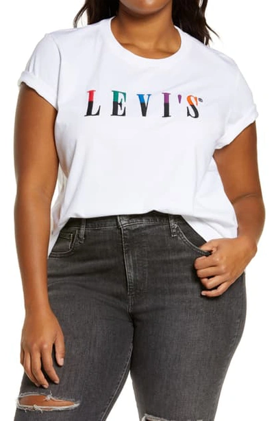 Shop Levi's Stripe Logo T-shirt In Pl Serif Split Multi White
