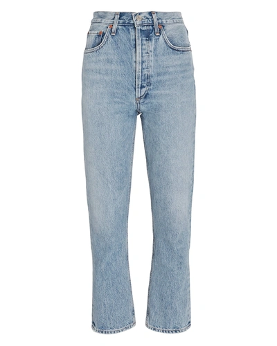 Shop Agolde Riley High-rise Straight Cropped Jeans In Renewal
