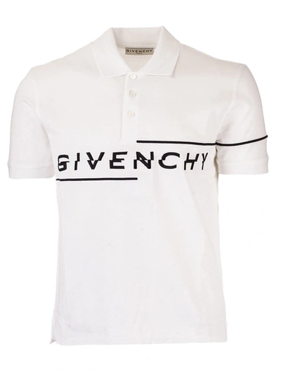 Shop Givenchy Split Logo Polo Shirt In White