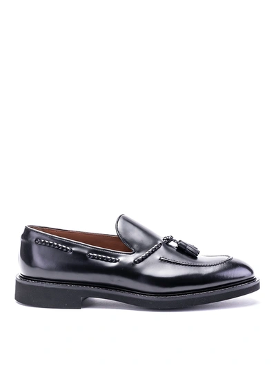 Shop Doucal's Tassel Detail Leather Loafers In Black