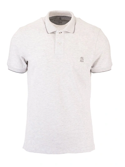 Shop Brunello Cucinelli Logo Polo Shirt In Grey