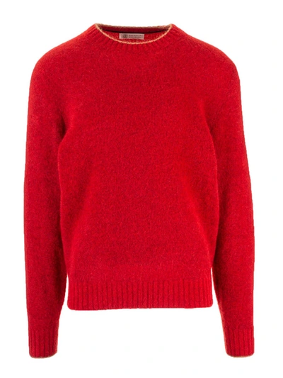 Shop Brunello Cucinelli Cashmere And Wool Pullover In Red