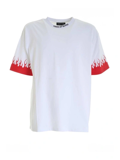 Shop Vision Of Super Flames Prints T-shirt In White