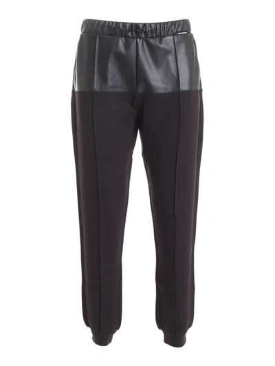 Shop Karl Lagerfeld Faux Leather Detail Joggers In Black