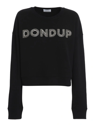 Shop Dondup Embellished Logo Sweatshirt In Black