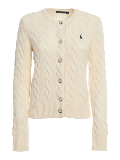 Shop Polo Ralph Lauren Cashmere Wool Blend Cardigan In Cream