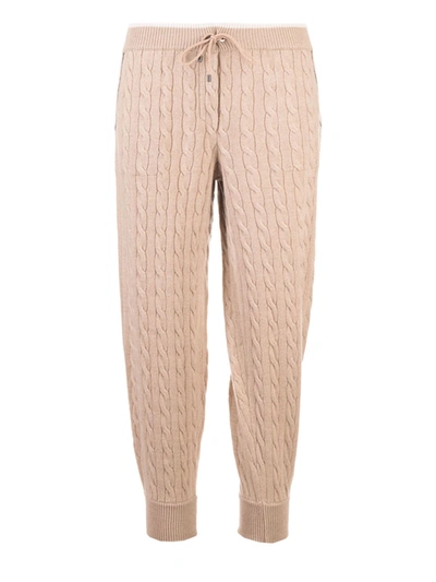 Shop Brunello Cucinelli Shiny Pocket Detail Joggers In Biscuit Color In Beige