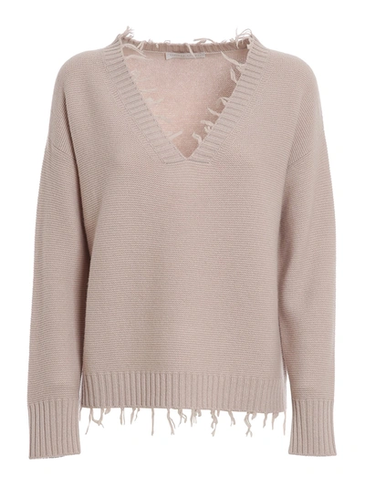 Shop Fabiana Filippi Wool Silk And Cashmere V-neck Sweater In Light Pink