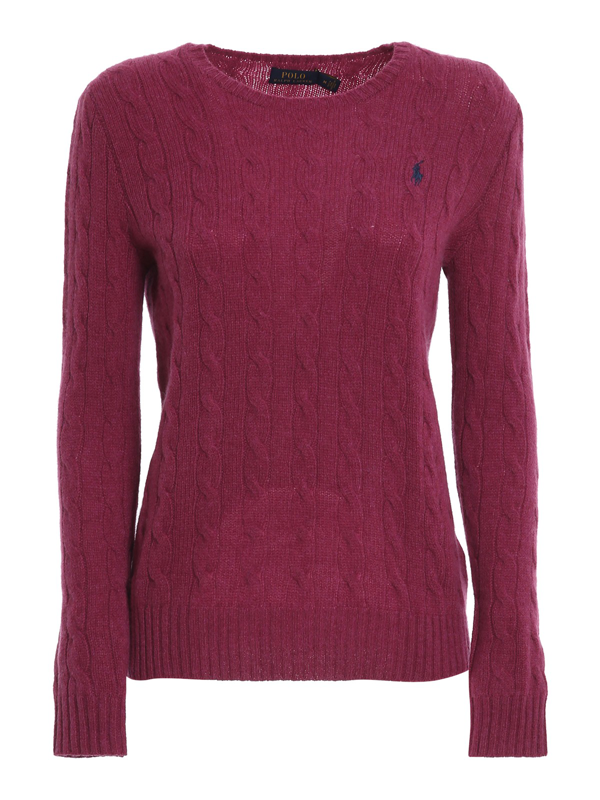 Polo Ralph Lauren Women's Julianna Crewneck Cable Knit Sweater In Pink |  ModeSens