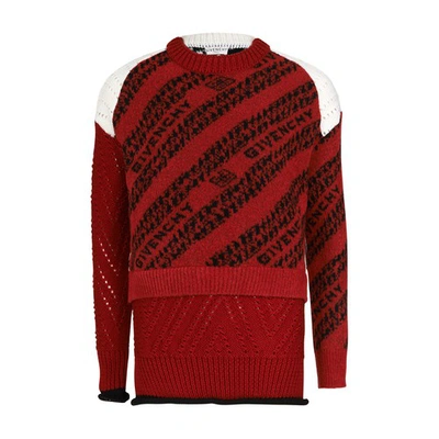 Shop Givenchy Patchwork Knitwear In Rouge Blanc