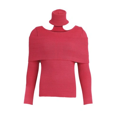 Shop Thebe Magugu Knitted Top In Cerise