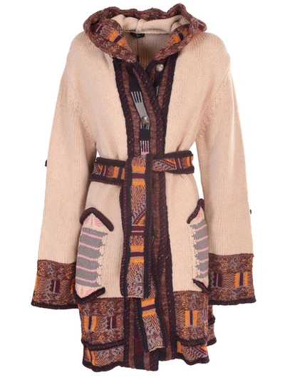 Shop Etro Wool Blend Wrap Coat In Beige