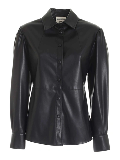 Shop Semicouture Synthetic Leather Jacket In Black