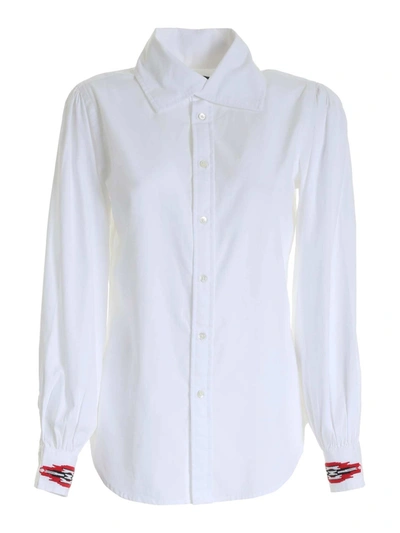Shop Polo Ralph Lauren Contrasting Embroidery Shirt In White