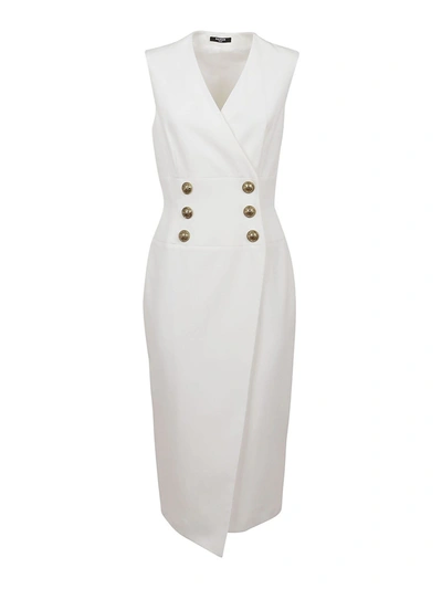 Shop Balmain Blazer-style Sleeveless Dress In White