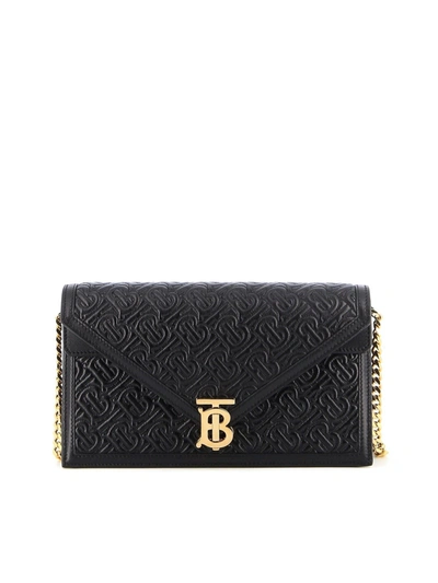 Shop Burberry Small Quilted Tb Envelope Bag In Black