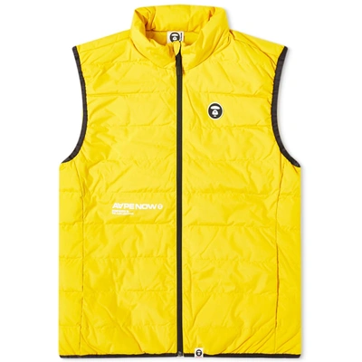 Shop Aape By A Bathing Ape Aape Logo Light Down Vest In Yellow