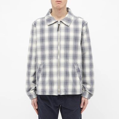 Shop Albam Overdyed Check Harrington Jacket In White