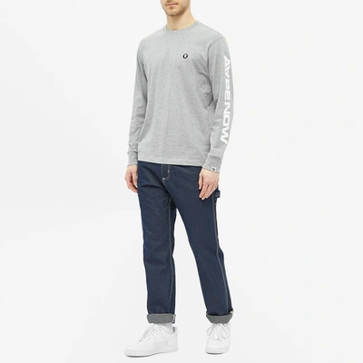 Shop Aape By A Bathing Ape Aape Long Sleeve Logo Arm Tee In Grey