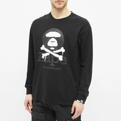 Shop Aape By A Bathing Ape Aape Aape Head Bones Spray Tee In Black