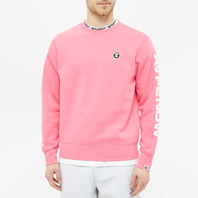 Shop Aape By A Bathing Ape Aape Logo Arm Crew Sweat In Pink