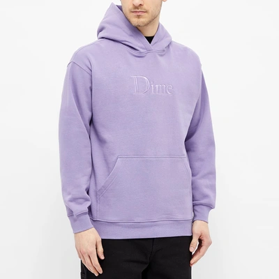 Shop Dime Classic Logo Embroidered Hoody In Purple