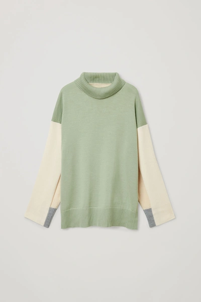 Shop Cos Merino Contrast Knit In Green