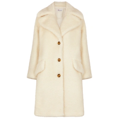 Shop Red Valentino Ivory Faux Shearling Coat In Cream