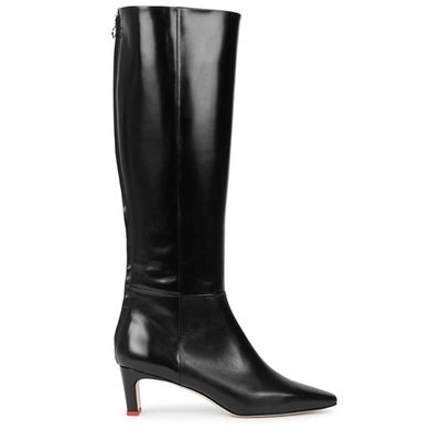Shop Aeyde Sidney 50 Black Leather Knee-high Boots