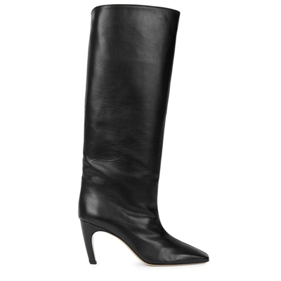 Shop Gia Couture 80 Black Leather Knee-high Boots