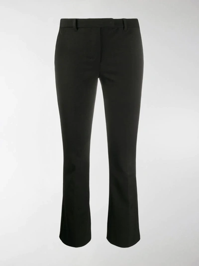 Shop Max Mara Mid-rise Cropped Kick-flare Trousers In Black