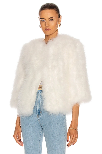 Yves Salomon Feather-trim Jacket In Blanc