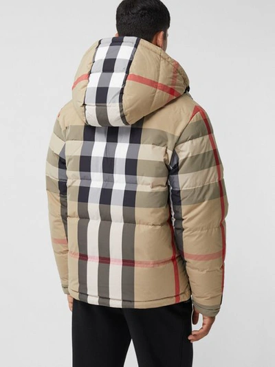 Shop Burberry Reversible Check Nylon Puffer Jacket In Archive Beige/black