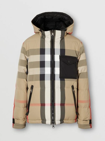 Shop Burberry Reversible Check Nylon Puffer Jacket In Archive Beige/black