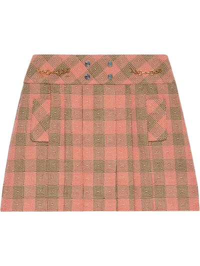 Shop Gucci Optical Check-pattern Mini Skirt In Pink