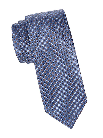 Shop Eton Geometric Silk Tie In Blue