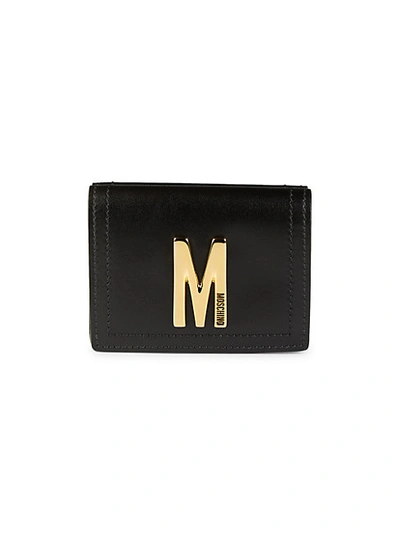 Shop Moschino Leather Tri-fold Wallet In Black