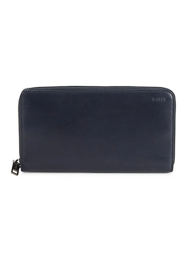 Shop Bally Tallen Zip-around Leather Wallet In Blue