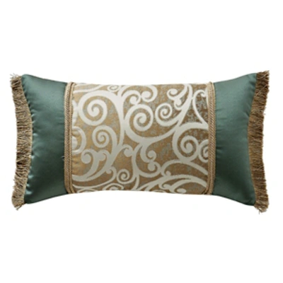 Shop Waterford Closeout!  Anora 11" X 20" Breakfast Collection Decorative Pillow Bedding In Brass/jade
