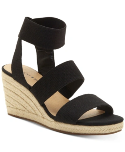 Shop Lucky Brand Women's Mindara Wedges Sandals Women's Shoes In Black