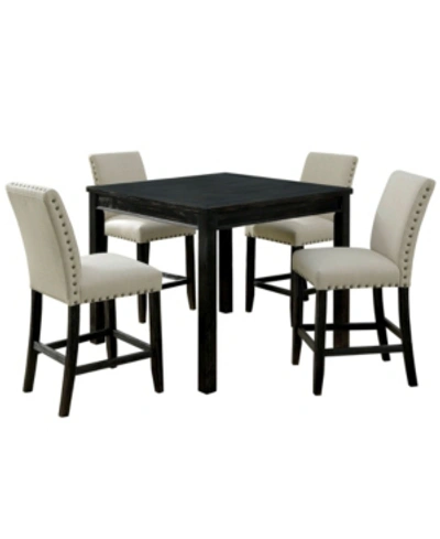 Shop Furniture Of America Sewanee 5-piece Square Counter Table Set In Black
