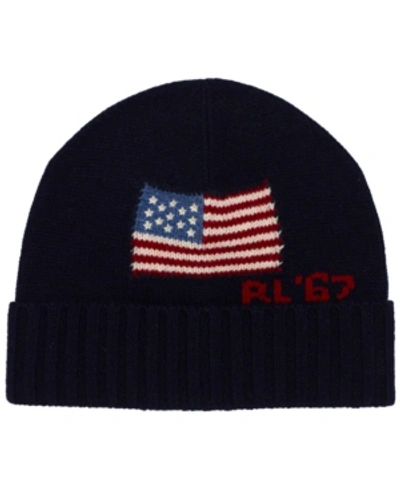 Shop Polo Ralph Lauren Men's Iconic Flag Cuff Hat In Navy