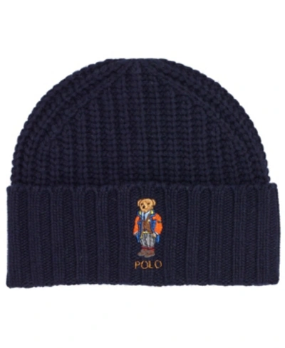 Shop Polo Ralph Lauren Men's Bear Cold Weather Cuff Hat In Newport Navy