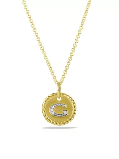 Shop David Yurman Women's Initial Charm Necklace With Diamonds In 18k Gold In Initial G