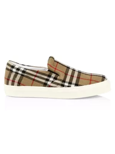 Shop Burberry Thompson Check Canvas Loafers In Archive Beige