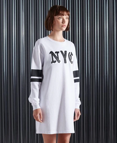 Shop Superdry City New York Sweat Dress In White