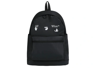 Pre-owned Off-white  Matte Logo Print Backpack Black/white