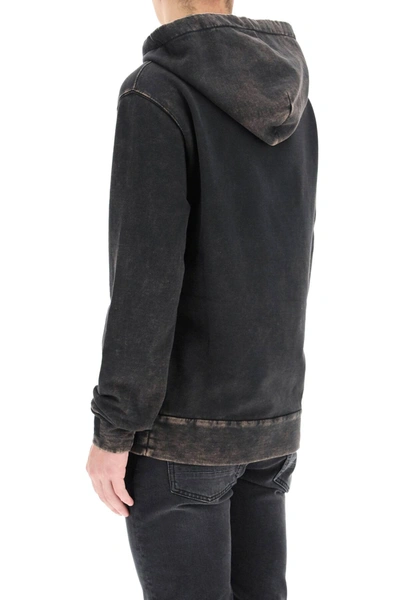 Shop Dolce & Gabbana Hooded Sweatshirt Dg Flock In Black,brown