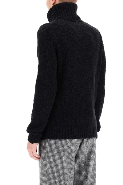 Shop Dolce & Gabbana Turtleneck Sweater Craftsmanship Embroidery In Black,white